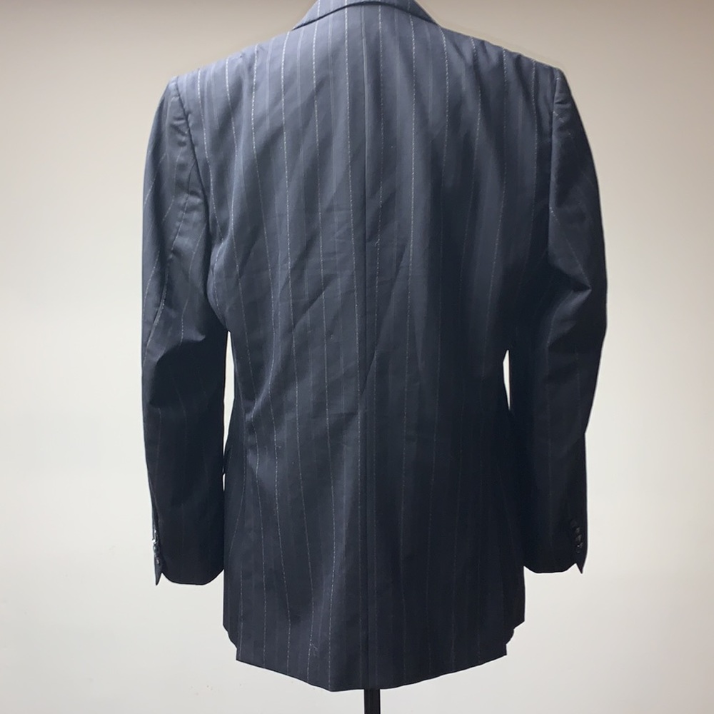Z Zegna Mens Stripes Navy Blue Wool Blazer 48C - Picture 2 of 7